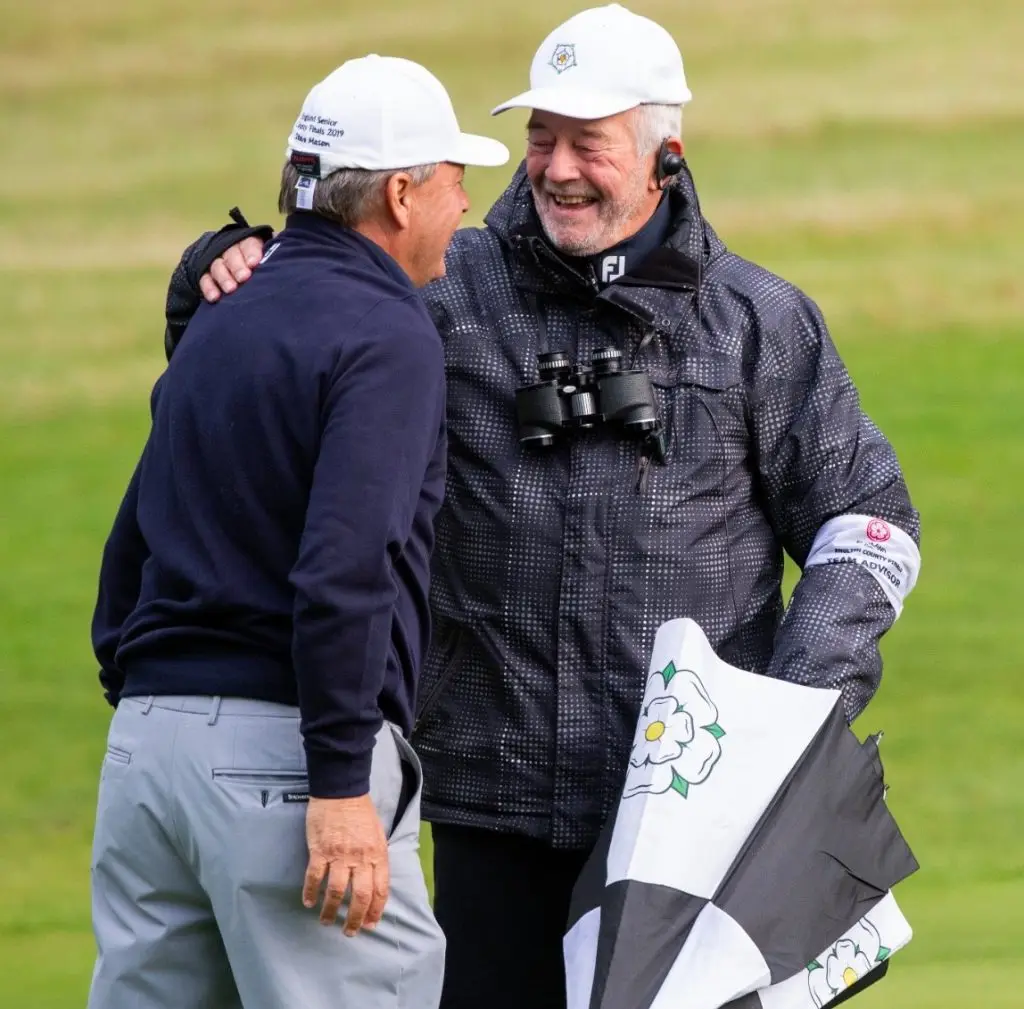 Yorkshire Seniors captain John Grimbleby (right) with Steve Mason