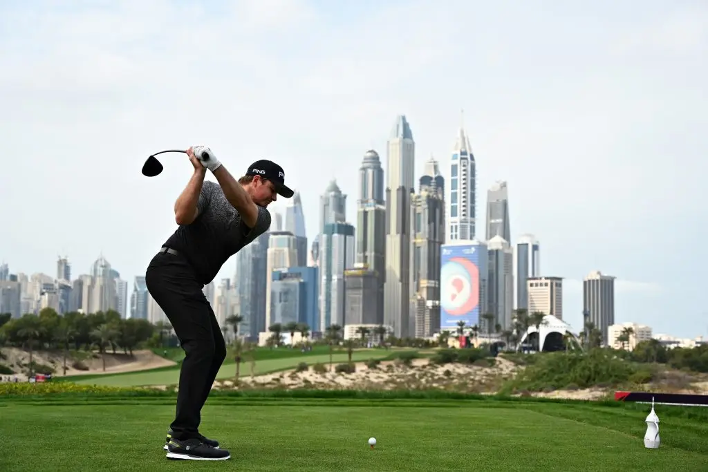 EDDIE PEPPERELL led the 2020 Omega Dubai Desert Classic after two rounds